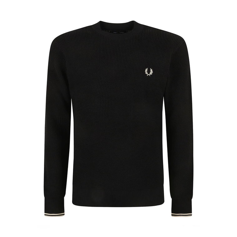 Czarne Swetry Waffle Stitch Fred Perry