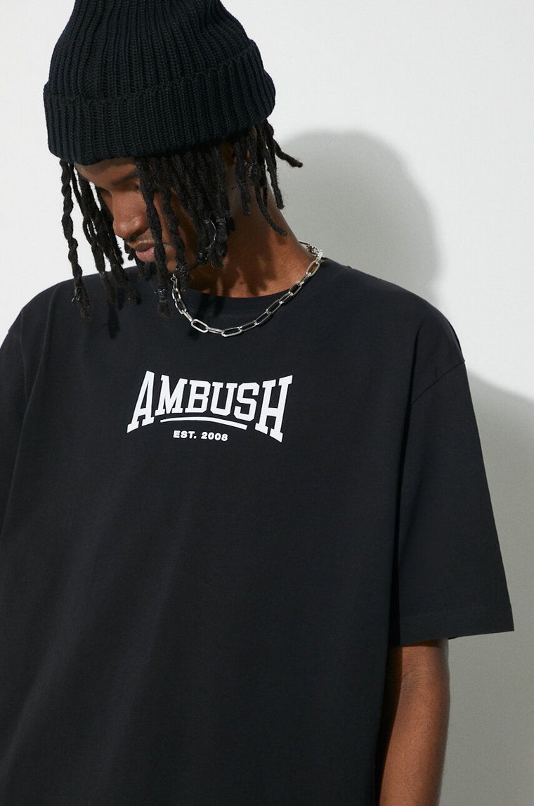 AMBUSH t-shirt bawełniany Graphic męski kolor czarny z nadrukiem BMAA006S24JER