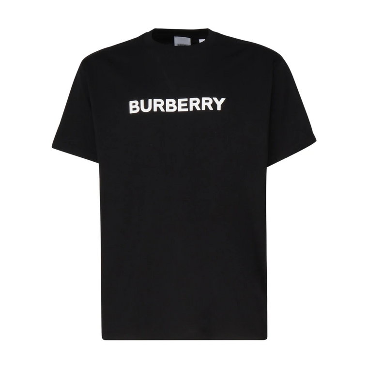 Czarna Koszulka z Logo z Bawełny Burberry