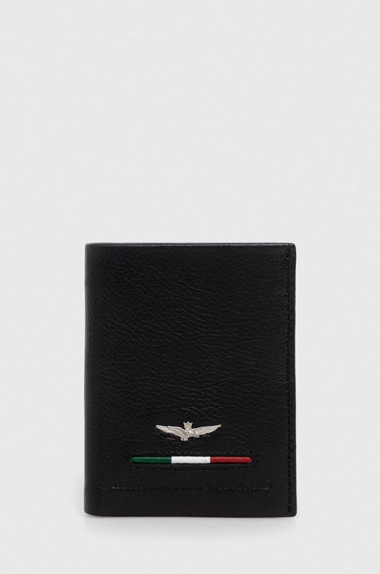 Aeronautica Militare portfel skórzany męski kolor czarny AM154