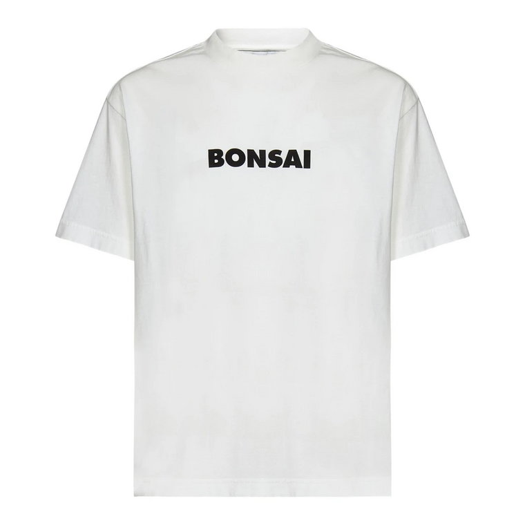 Biała koszulka z krótkim rękawem i czarnym nadrukiem Bonsai