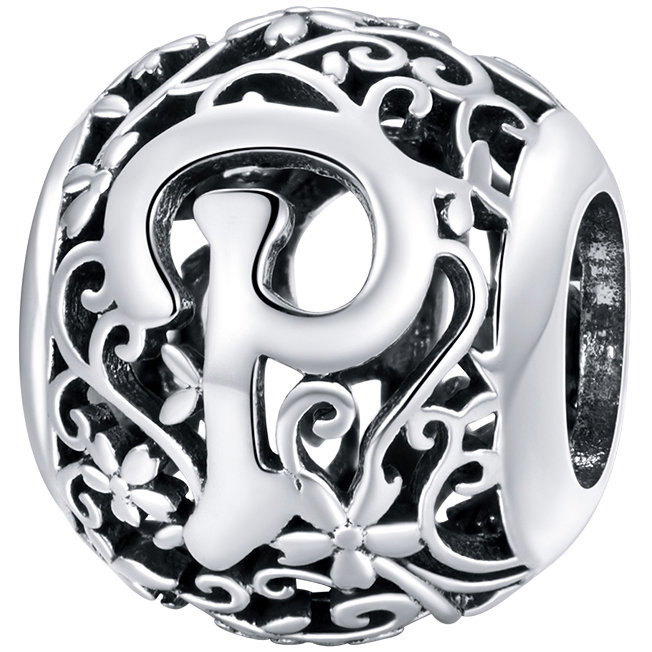 CHARMS literka P srebro 925 koralik