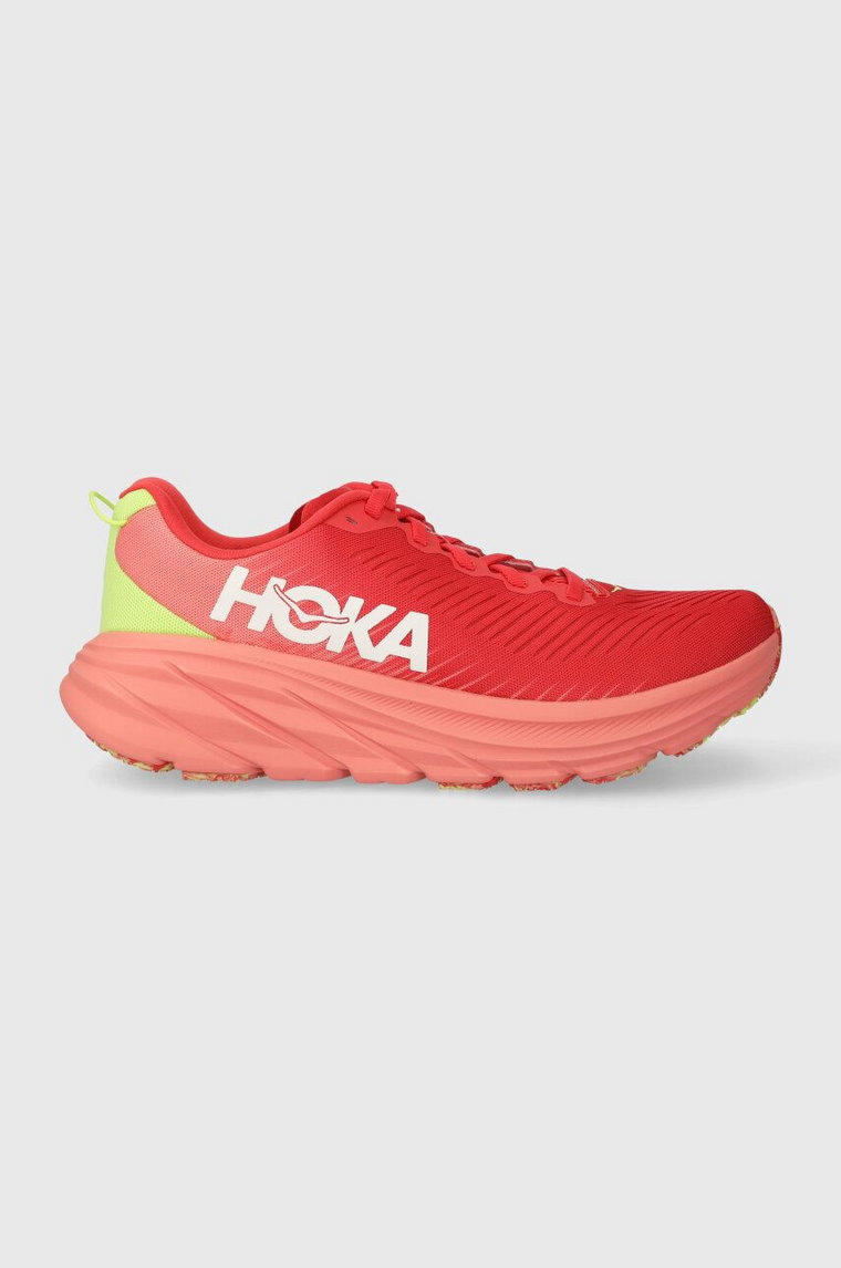 Hoka One One buty do biegania RINCON 3 kolor czerwony na płaskim obcasie 1119396