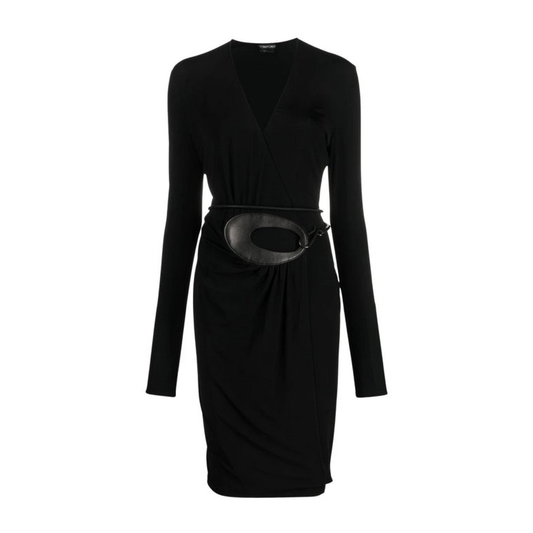 Czarna Sukienka Aw23 Midi - Elegancka i Wyrafinowana Tom Ford