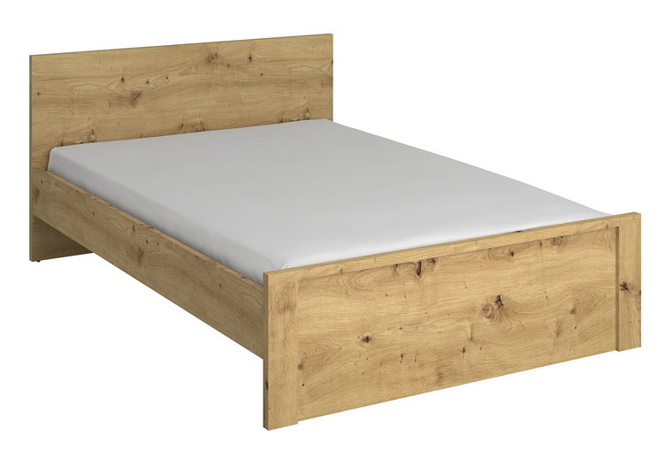 Podwójne łóżko z zagłówkiem 140x200 dąb artisan - Basani 19X