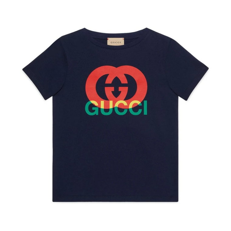 Niebieskie T-shirty i Pola z Interlocking G Print Gucci