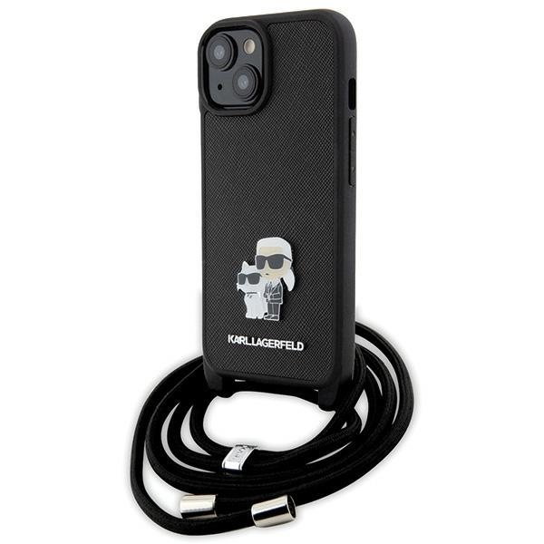 Karl Lagerfeld KLHCP15MSAKCPSK iPhone 15 Plus 6.7" hardcase czarny/black Crossbody Saffiano Metal Pin Karl & Choupette