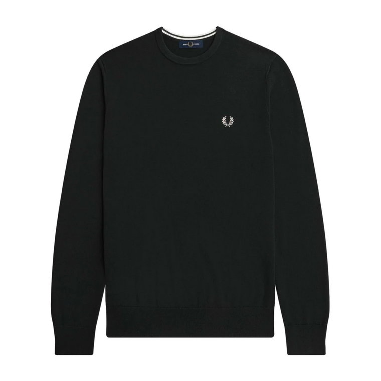 Czarna Odzież Dzianinowa z Haftowanym Logo Fred Perry