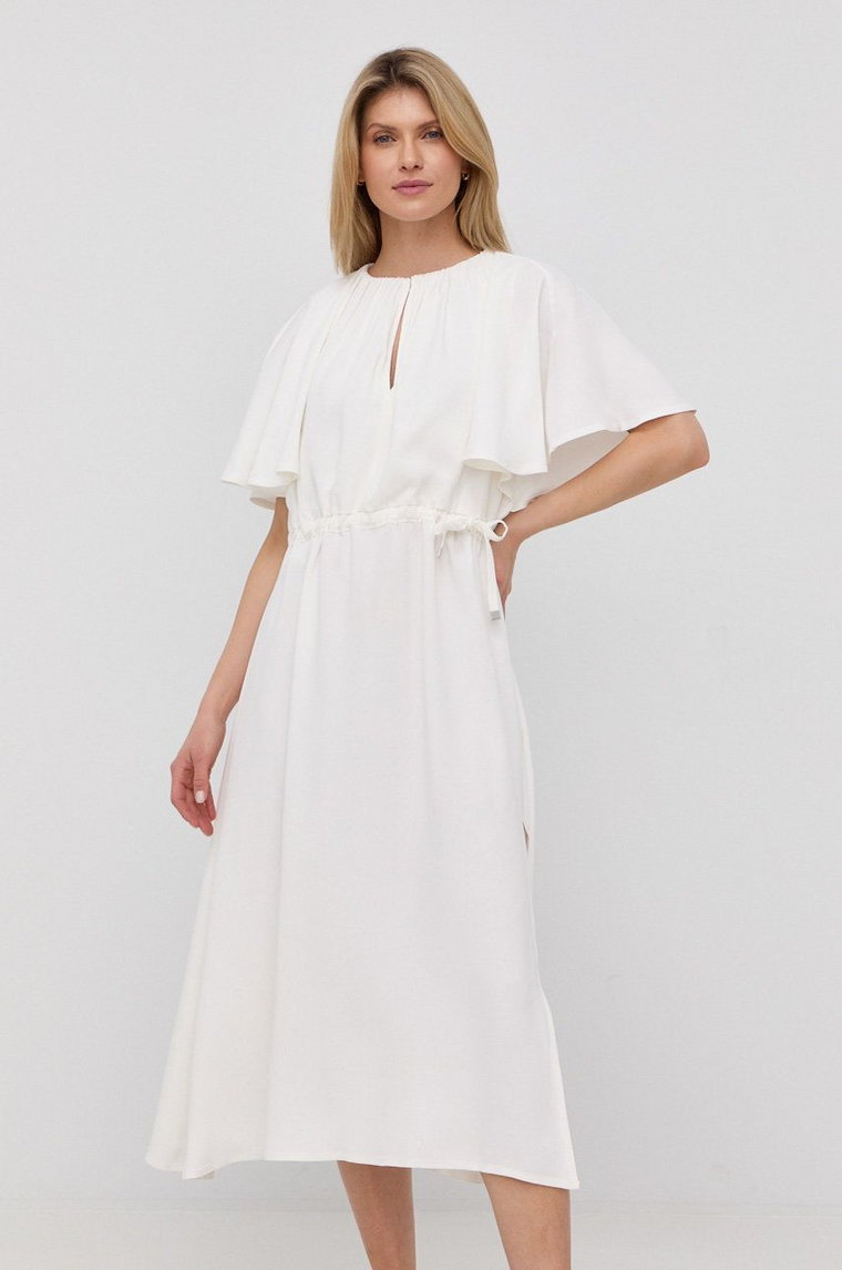 Liviana Conti sukienka kolor biały midi oversize