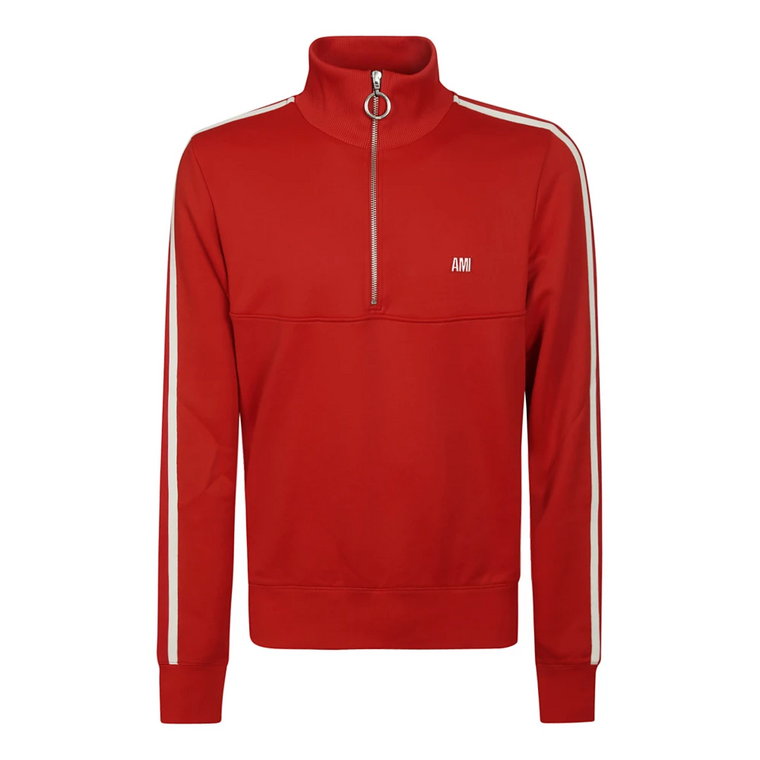 Czerwony Sweter z Golfem i Zamkiem Ami Paris