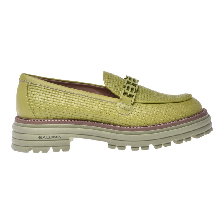 Lime leather loafers Baldinini