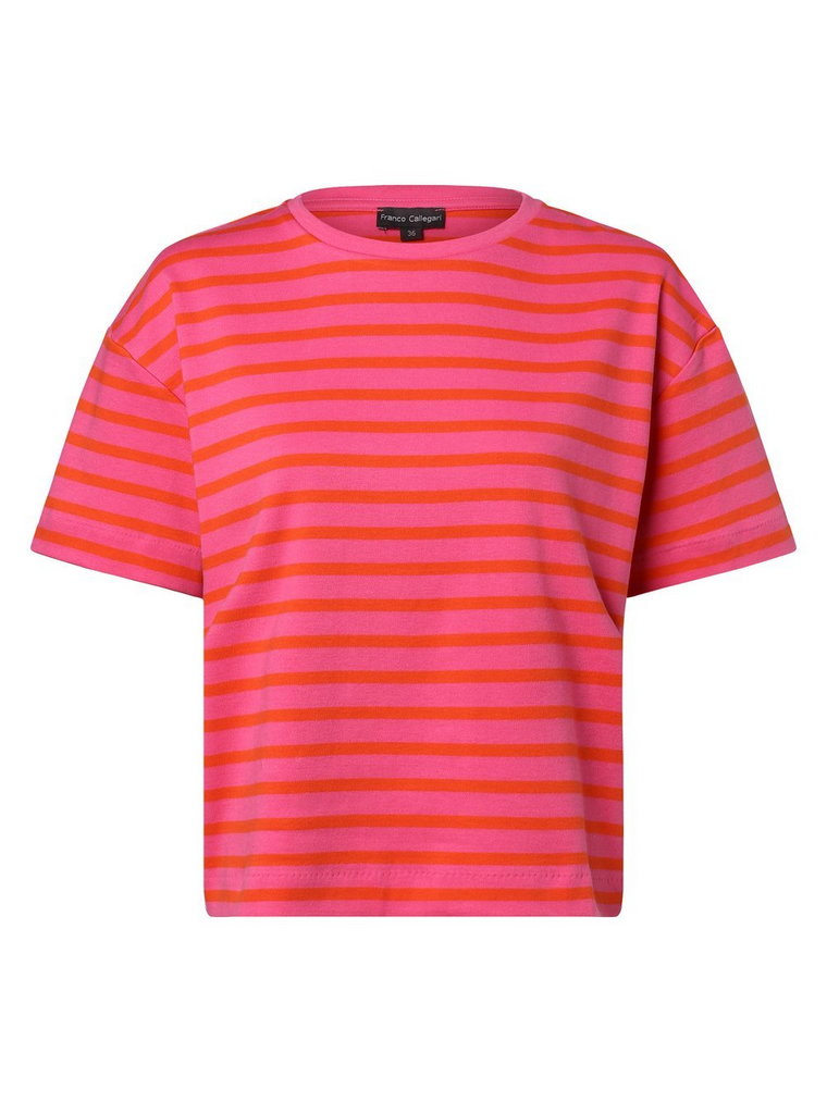 Franco Callegari - T-shirt damski, wyrazisty róż|pomarańczowy