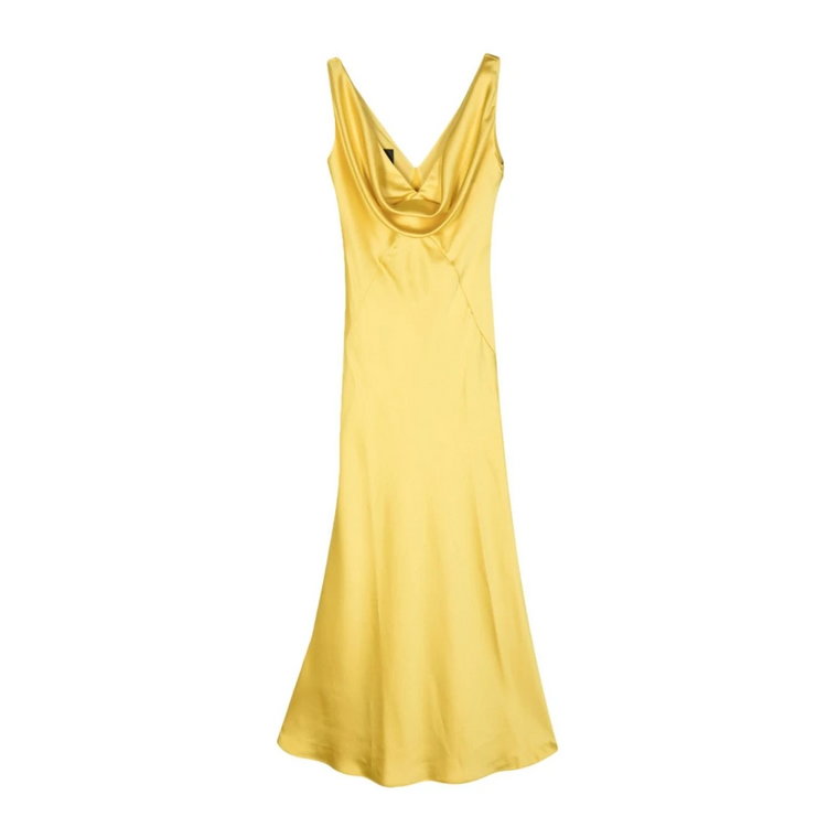 Żółte Sukienka z Niskim Obcasem Pinko