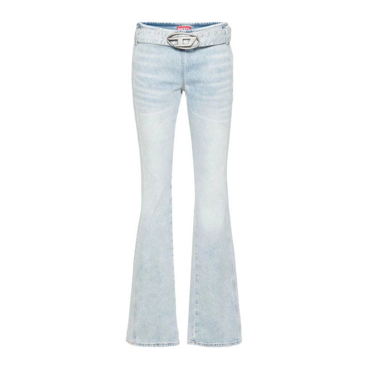 Flared Jeans z Vintage-Washed i klamra Oval D Diesel