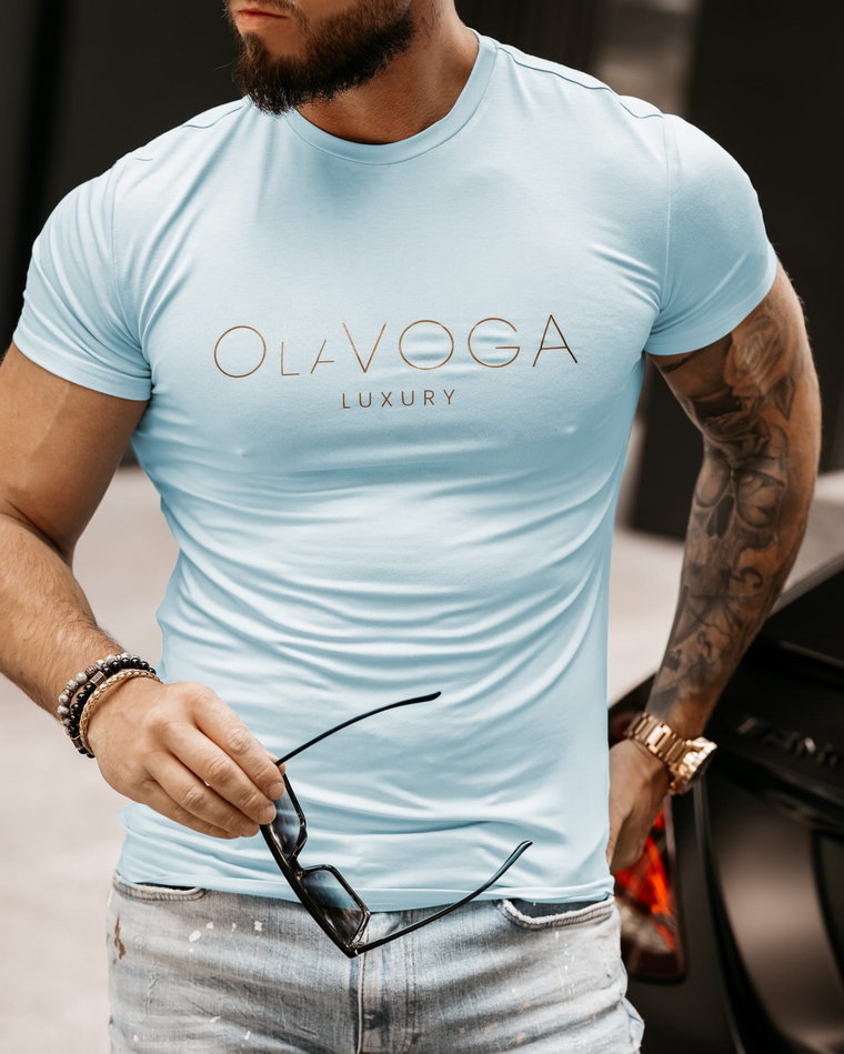 T-shirt męski OLAVOGA HUGO błękit
