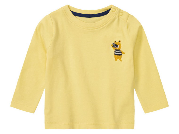 lupilu Koszulki niemowlęce z długim rękawem, z bawełną organiczną, 3 sztuki (50/56, Żółty/beżowy)