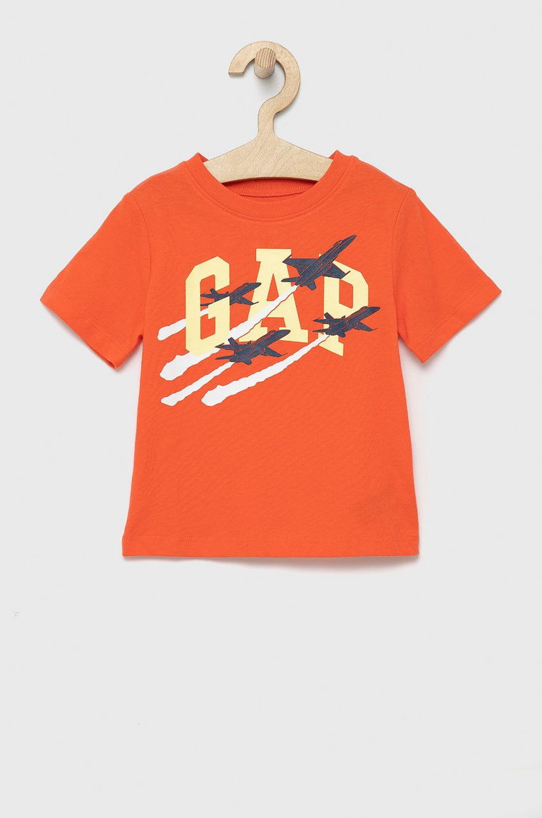 GAP t-shirt bawełniany dziecięcy kolor pomarańczowy z nadrukiem