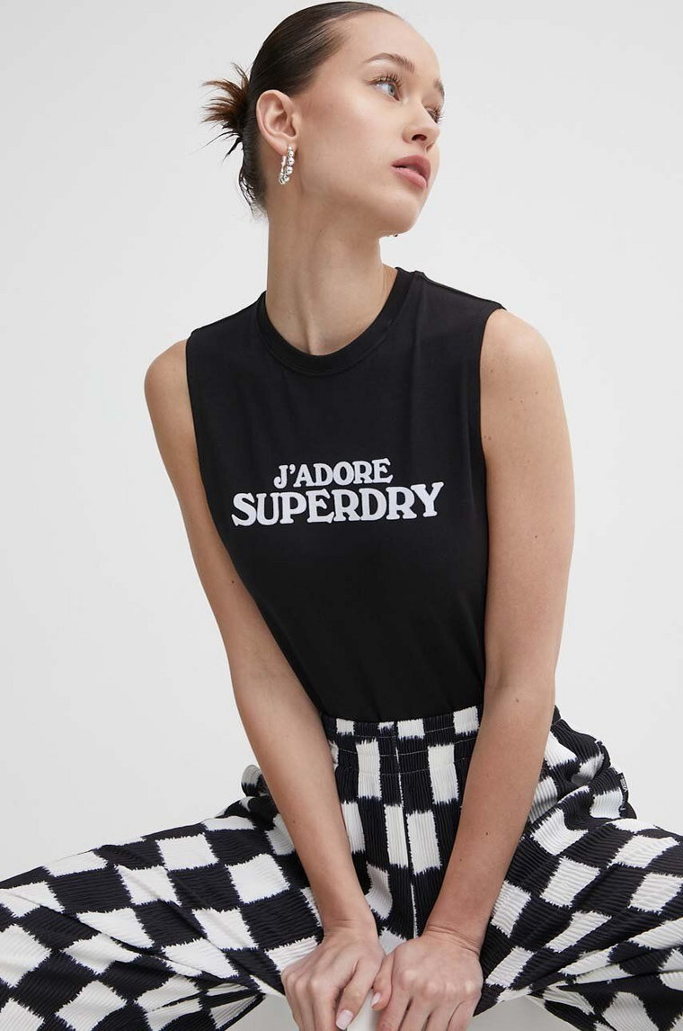 Superdry top damski kolor czarny