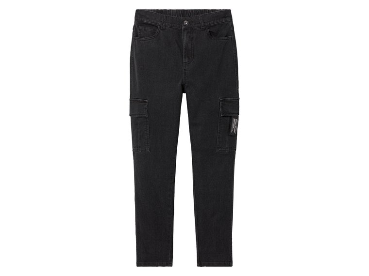 pepperts! Jeansy chłopięce cargo, slim fit (134, Czarny)