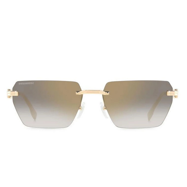 Nowoczesne i stylowe okulary przeciwsłoneczne z ramką w kolorze złota i lustrzanymi soczewkami Dsquared2