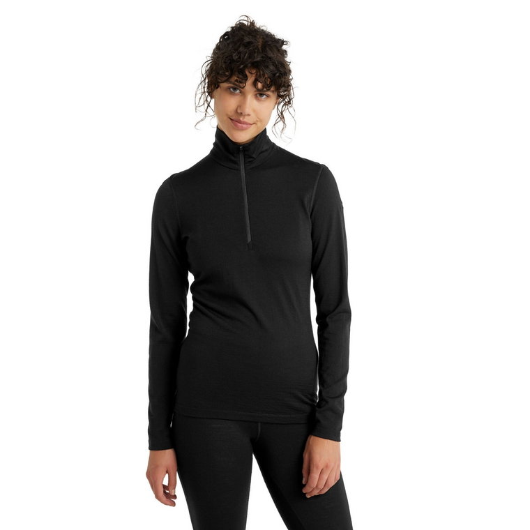 Damska bluzka termoaktywna Icebreaker Merino 200 Tech Long Sleeve Half Zip black - S