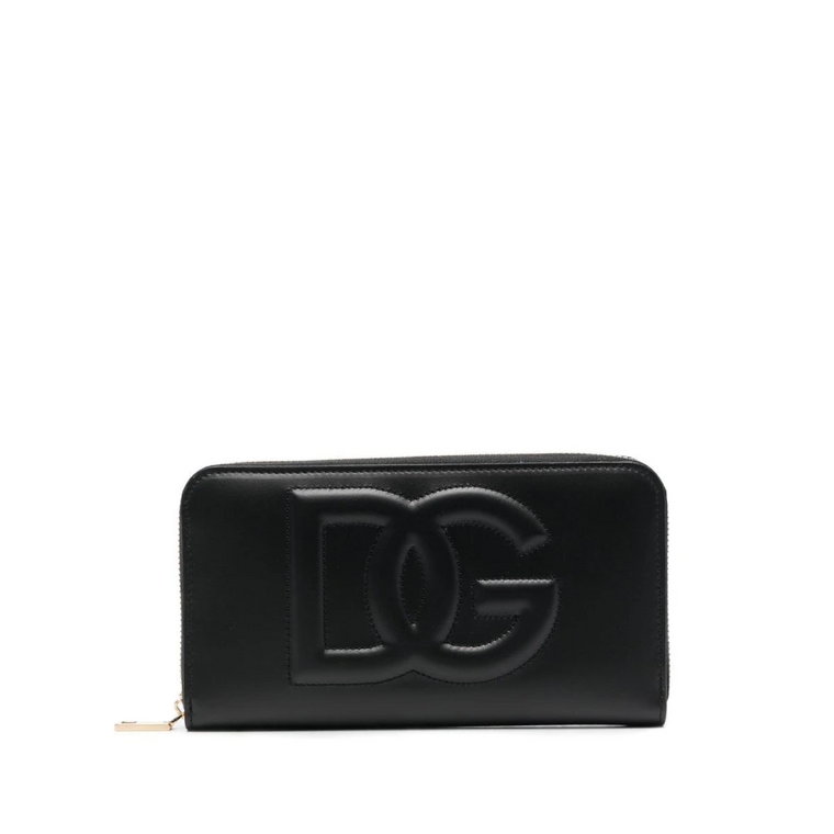 Czarny portfel damski z pikowanym wzorem monogramu Dolce & Gabbana
