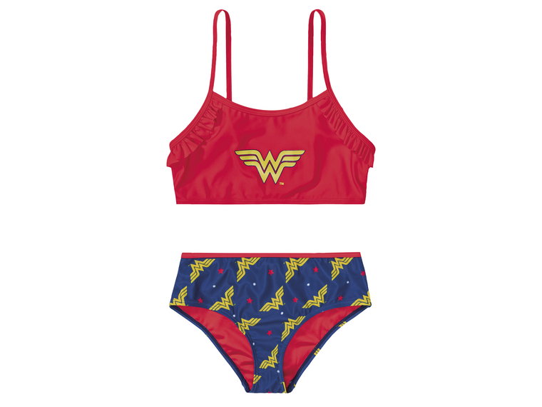 Strój kąpielowy dziewczęcy (Bikini/ Wonder Woman/ czerwony, 146/152)