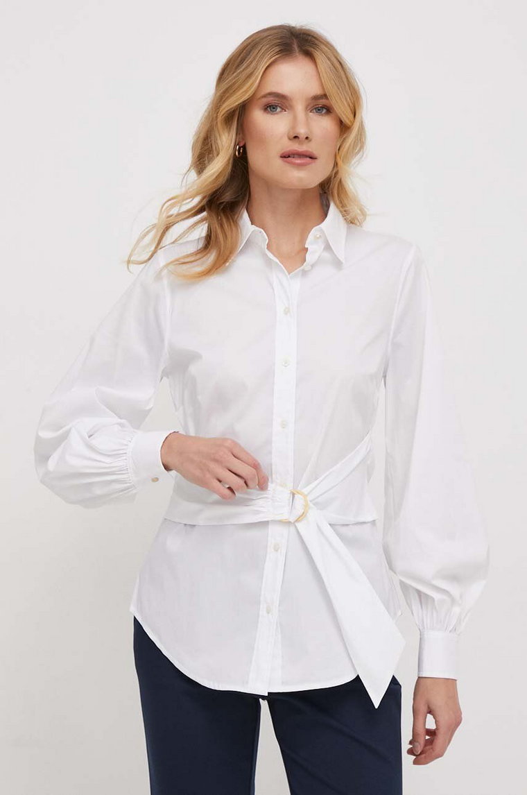 Lauren Ralph Lauren koszula damska kolor biały regular z kołnierzykiem klasycznym