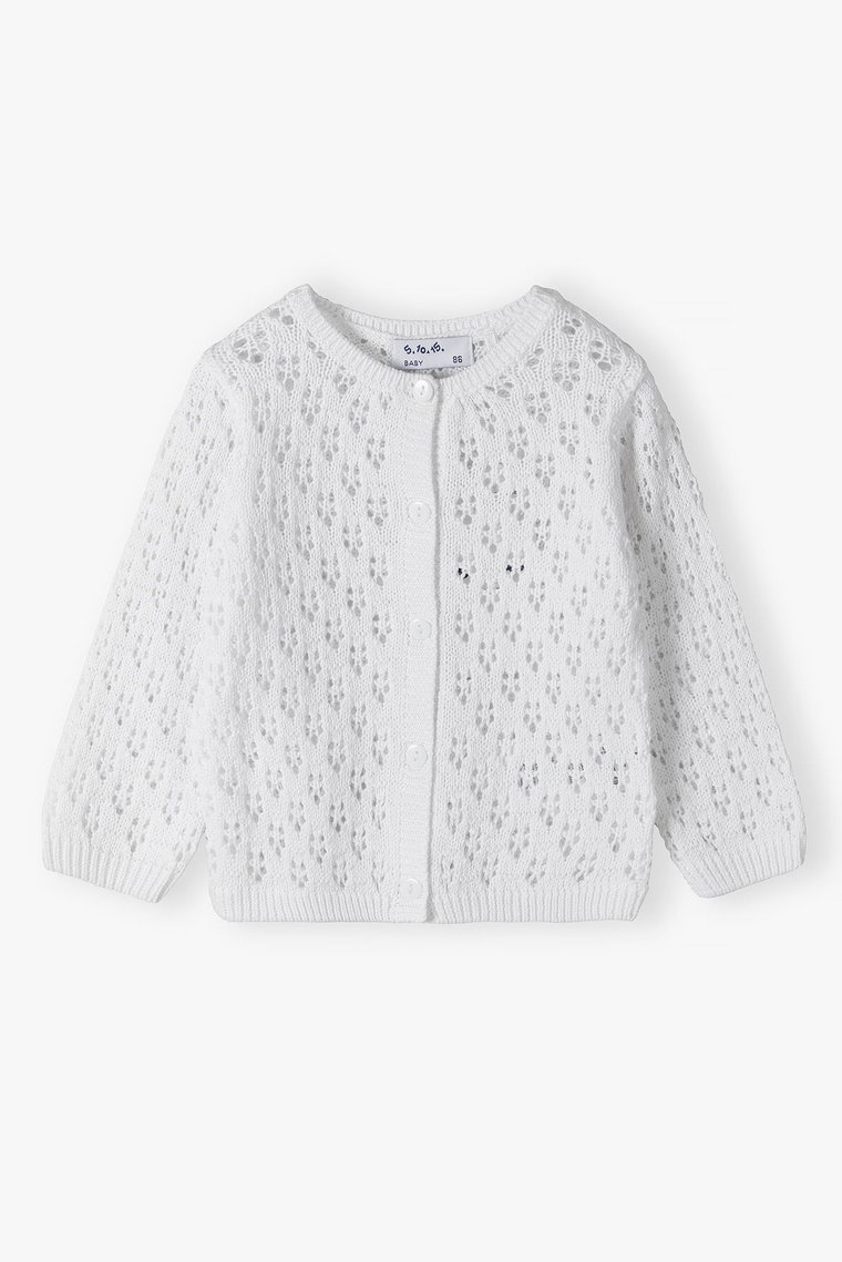 Biały ażurowy sweter dla niemowlaka - 5.10.15.