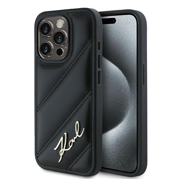 Karl Lagerfeld KLHCP14LPQDSMGK iPhone 14 Pro 6.1" czarny/black hardcase Diagonal Quilted Script