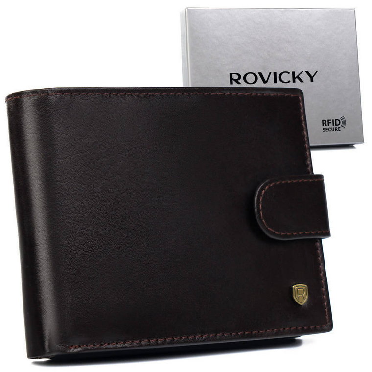 Skórzany portfel męski z kieszenią na dowód rejestracyjny  Rovicky