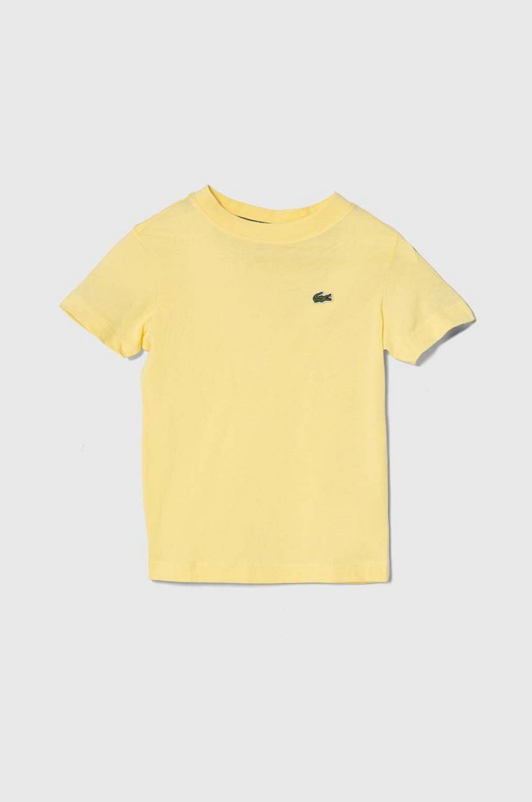 Lacoste t-shirt bawełniany dziecięcy kolor żółty gładki