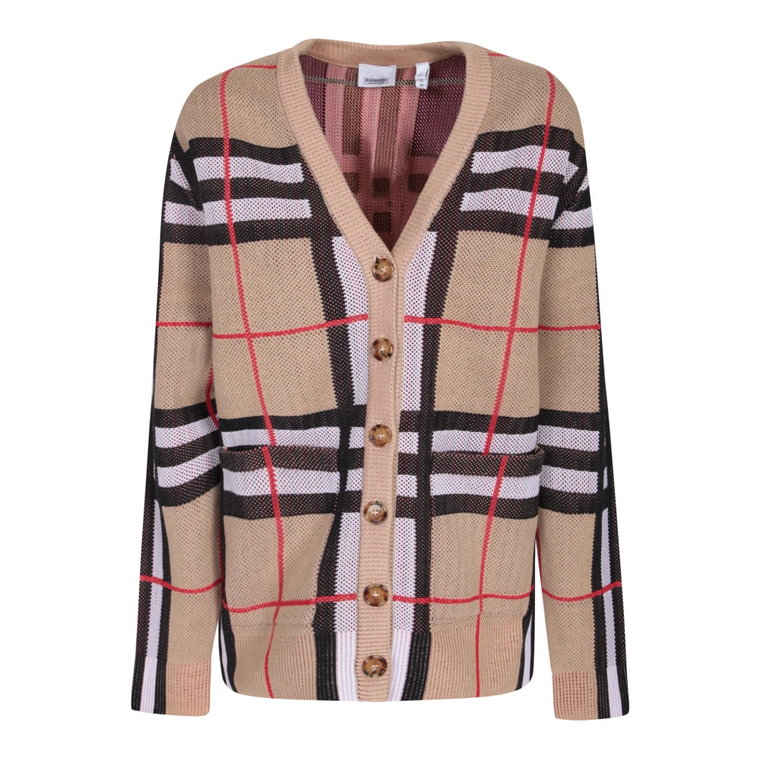 Beżowy Sweter z Wzorem Vintage Check Burberry