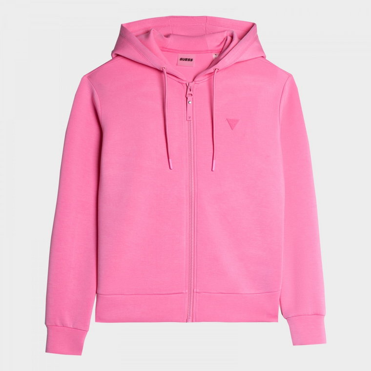 Damska bluza dresowa rozpinana z kapturem Guess Allie Hoodie Zip Sweatshirt - różowa