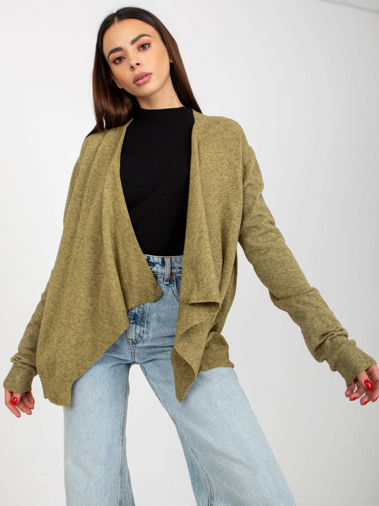 Sweter kardigan khaki casual narzutka rękaw długi