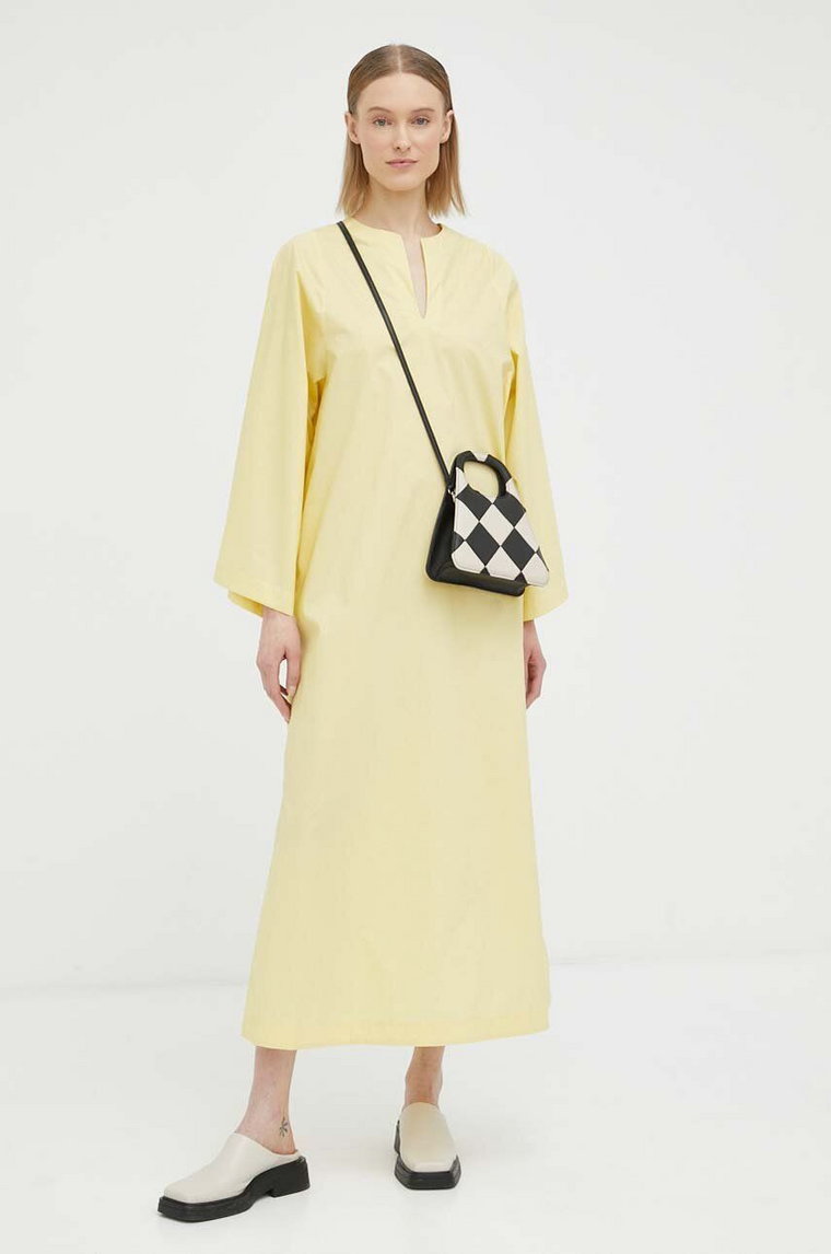 By Malene Birger sukienka bawełniana kolor żółty maxi oversize
