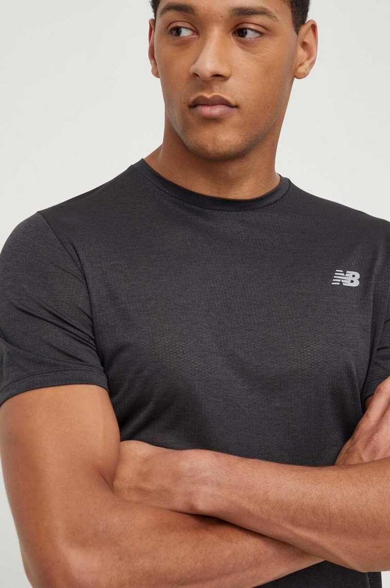 New Balance t-shirt treningowy Athletics MT41253BK kolor czarny gładki