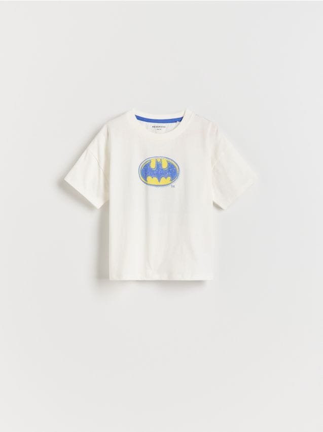 Reserved - Bawełniany T-shirt Batman - złamana biel