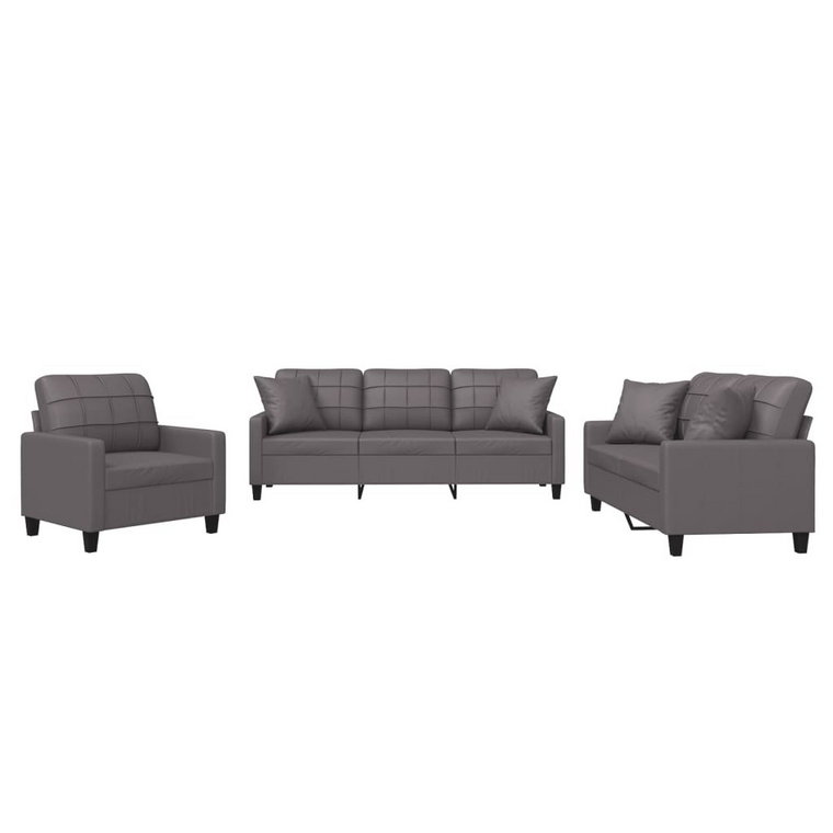 Zestaw wypoczynkowy szary - Fotel + Sofa 2/3-osobo