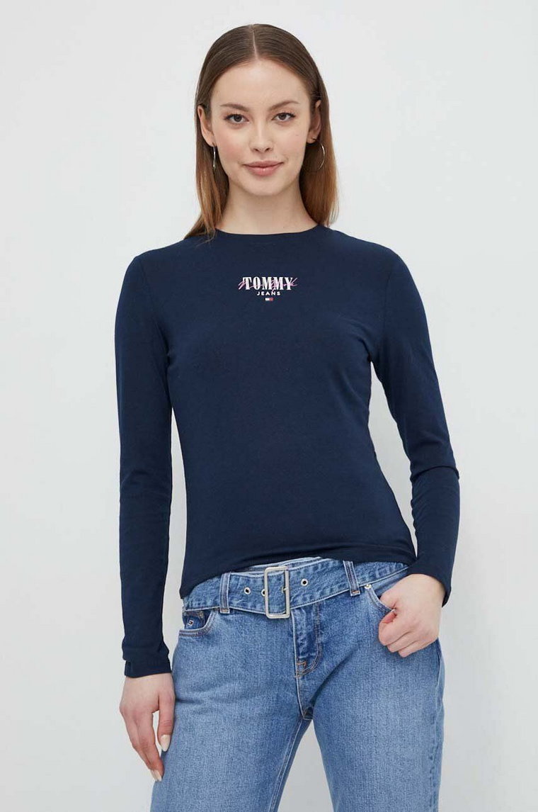 Tommy Jeans longsleeve damski kolor granatowy