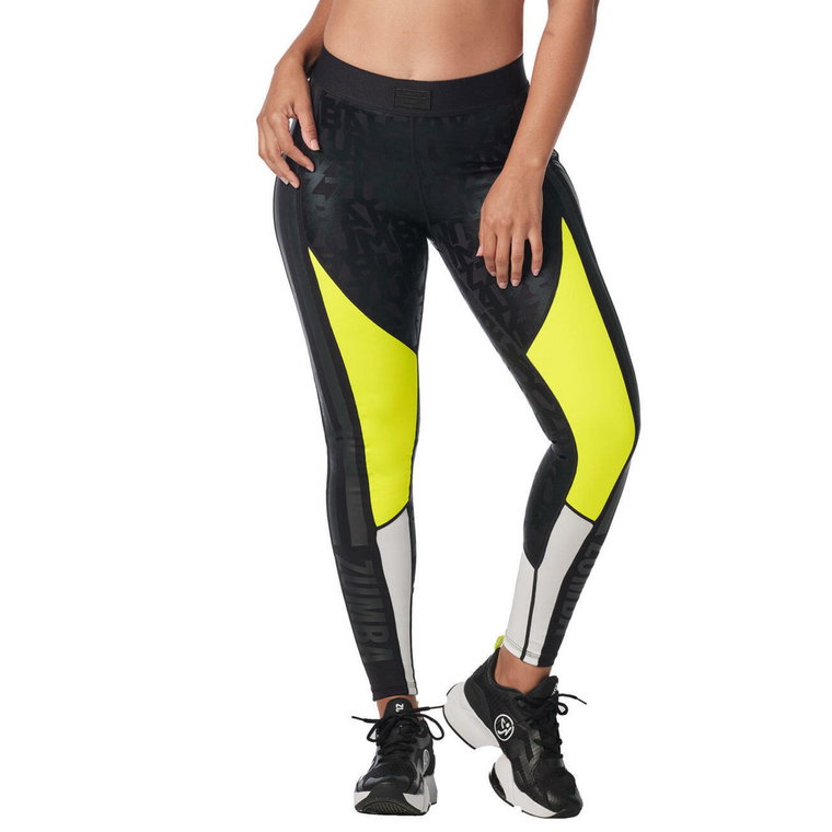 Legginsy fitness damskie czarne z połyskującego materiału Zumba