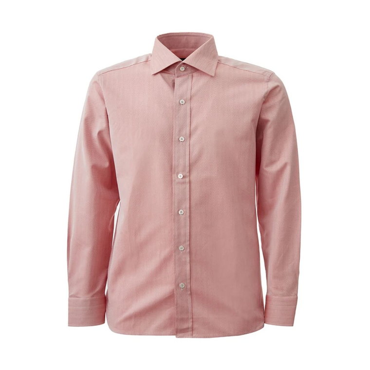 Różowa koszula z kontrastującym lamówką, regularny krój Tom Ford