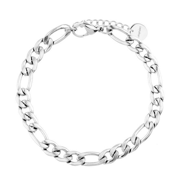 Modna bransoletka damska gruby łańcuch figaro srebrny ze stali szlachetnej