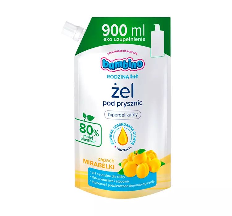 BAMBINO RODZINA ŻEL POD PRYSZNIC HIPERDELIKATNY ZAPACH MIRABELKI REFILL 900ML