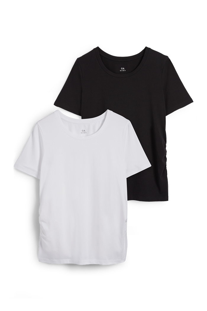 C&A Wielopak, 2 szt.-T-shirt ciążowy, Biały, Rozmiar: XS