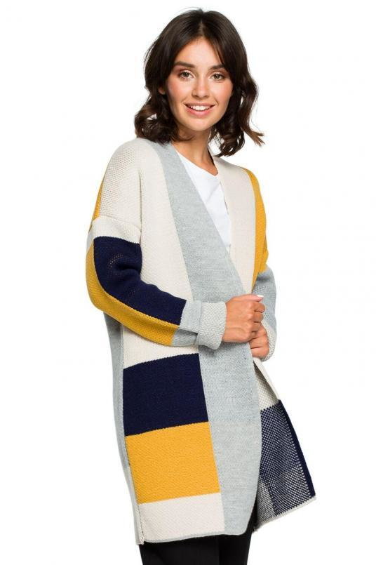 Sweter kardigan narzutka kolorowy geometryczny wzór