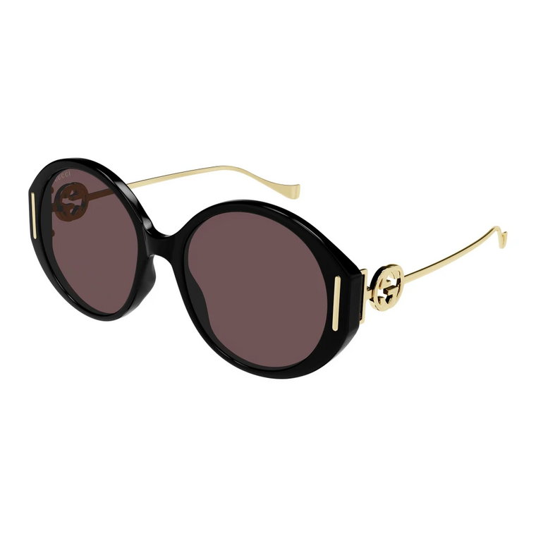 Eleganckie czarne i złote okulary przeciwsłoneczne Gucci