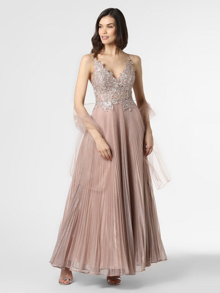 Luxuar Fashion - Damska sukienka wieczorowa z etolą, różowy
