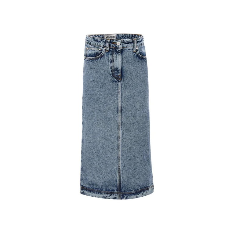 Niebieska Stonewashed Spódnica Jeansowa Moschino