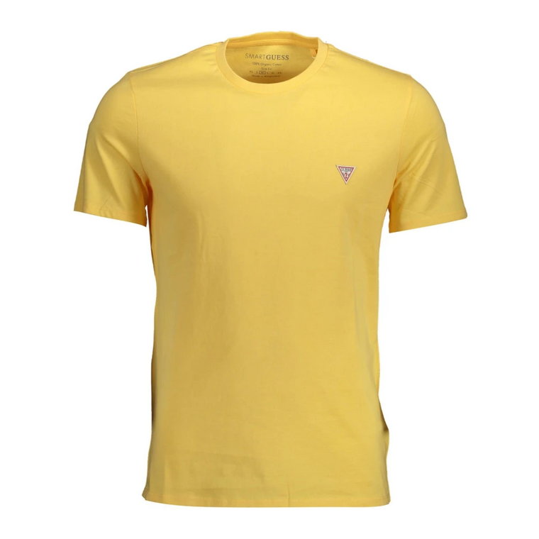 Żółta Bawełniana Koszulka, Slim Fit, Logo Guess